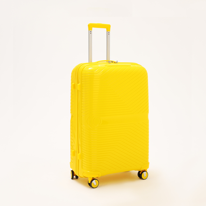фото Чемодан малый 28", отдел на молнии, кодовый замок, 4 колеса, цвет жёлтый