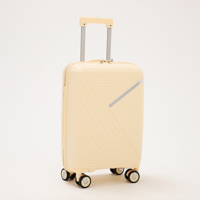 фото Чемодан малый 20", отдел на молнии, кодовый замок, 4 колеса, цвет бежевый