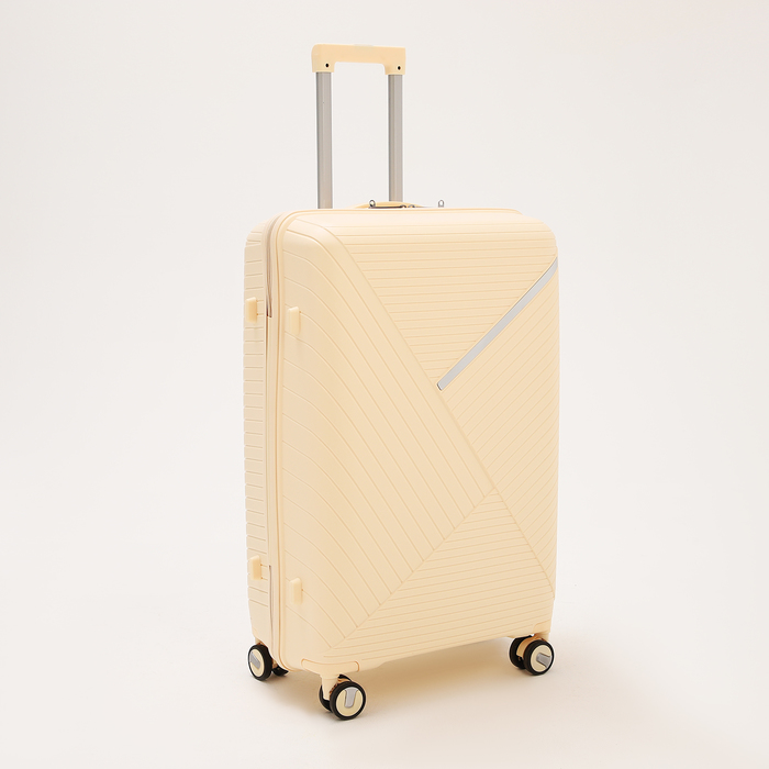 фото Чемодан малый 28", отдел на молнии, кодовый замок, 4 колеса, цвет бежевый