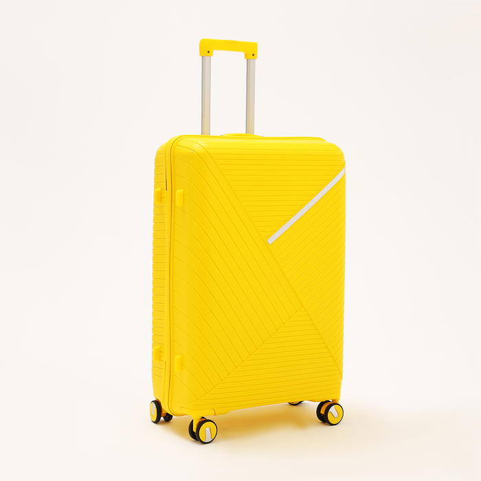 фото Чемодан малый 28", отдел на молнии, кодовый замок, 4 колеса, цвет жёлтый