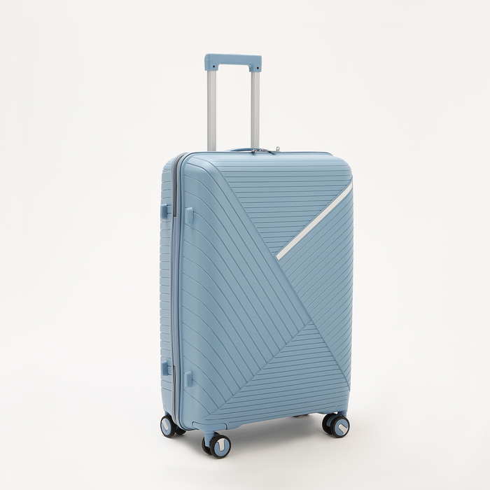 фото Чемодан малый 28", отдел на молнии, кодовый замок, 4 колеса, цвет голубой