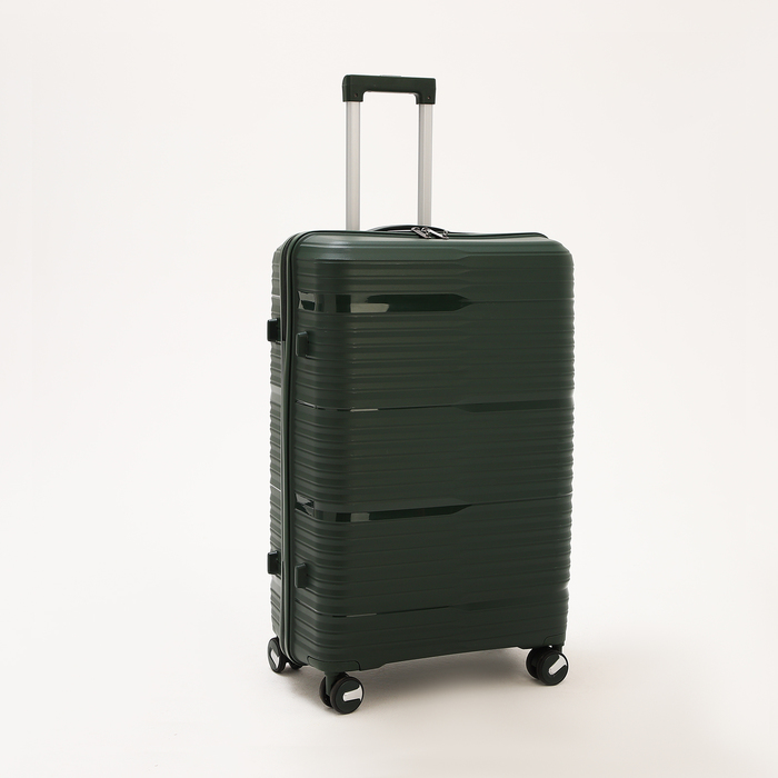 фото Чемодан малый 28", отдел на молнии, кодовый замок, 4 колеса, цвет зелёный