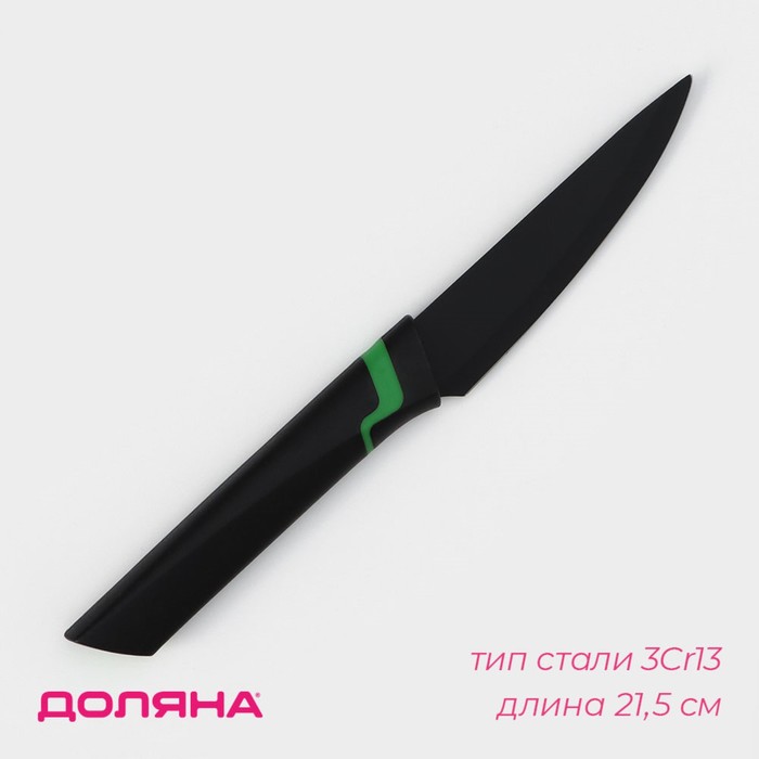 Нож кухонный для овощей Доляна Simplex, длина лезвия 10 см, цвет чёрный