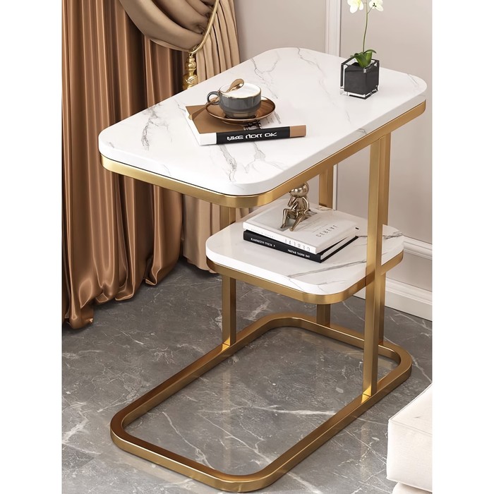 

Приставной столик PARTY, 500×300×590 мм, цвет золотой / мрамор