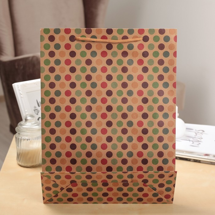 Пакет крафт "Горошек", 31,5 х 9,5 х 41,5 см