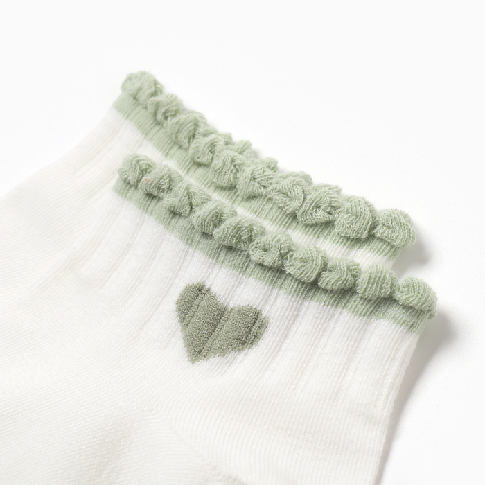 Носки женские, цвет белый/зеленое сердечко, размер 36-40