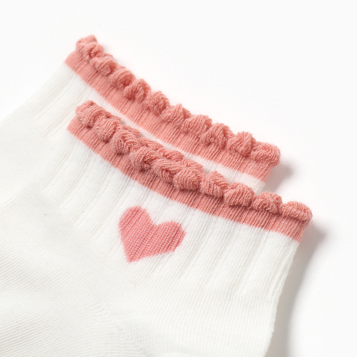 Носки женские, цвет белый/розовое сердечко, размер 36-40