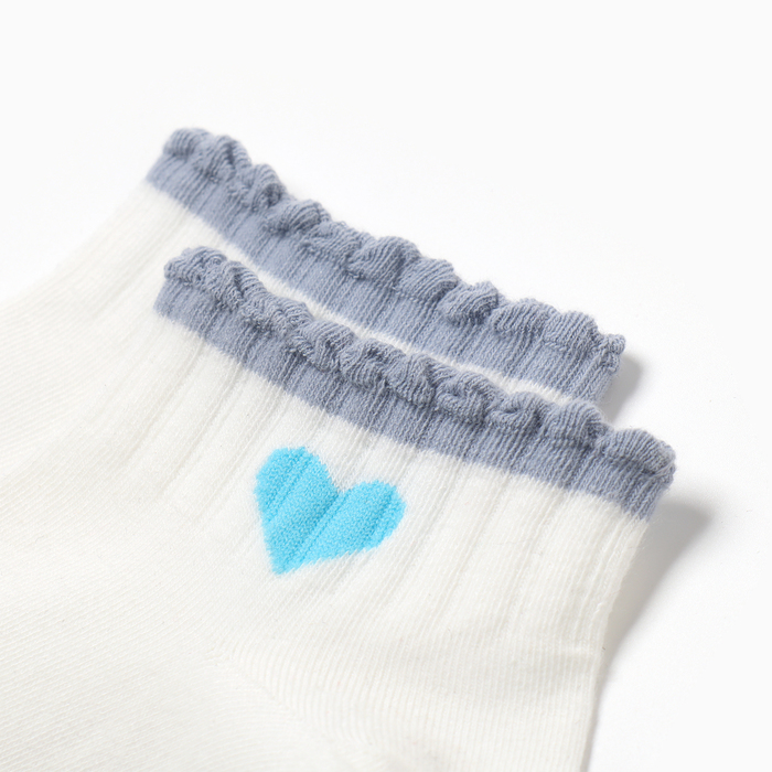 Носки женские, цвет белый/синее сердечко, размер 36-40