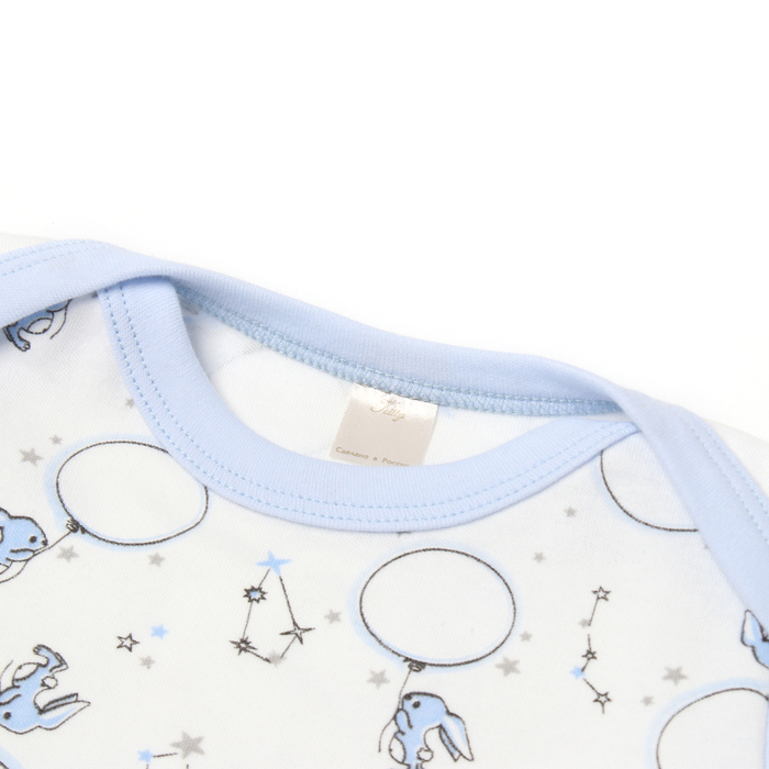 Боди с длинным рукавом, цвет голубой/зайцы, рост 68 см