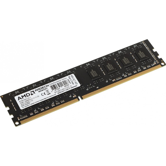 Память DDR3 8GB 1600MHz AMD R538G1601U2S-U RTL PC3-12800 CL11 DIMM 240-pin 1.5В Ret память ddr3 8gb 1600mhz patriot pv38g160c0 rtl pc3 12800 cl10 dimm 240 pin 1 5в