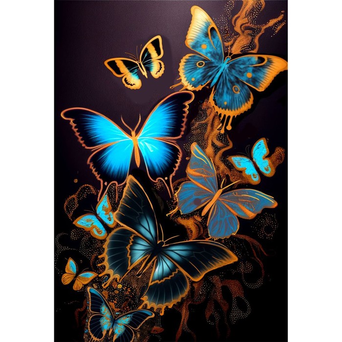 

Картина по номерам с подрамником и поталью "Магические бабочки", 30*40 см