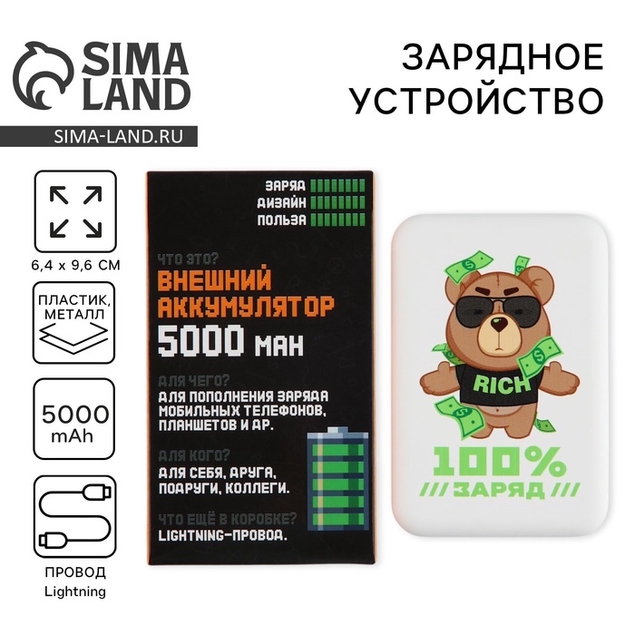 

Зарядное устройство «100% заряд», 5000мА