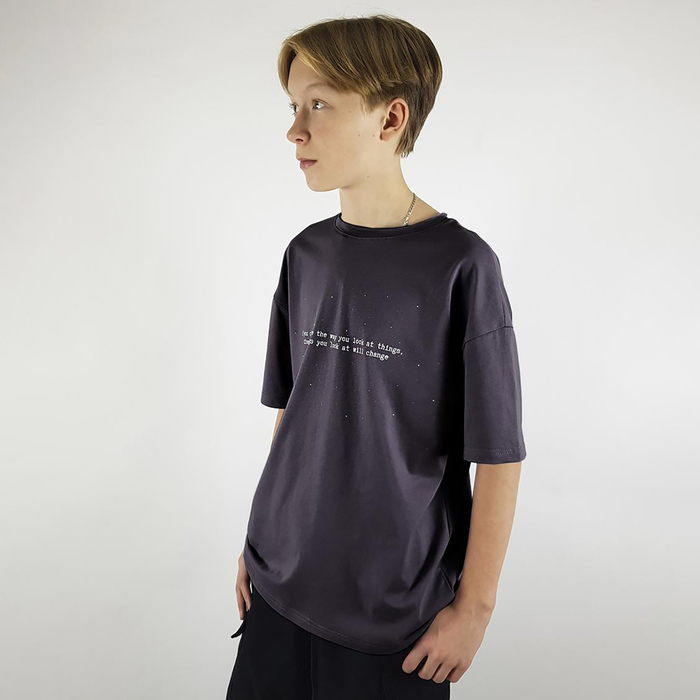 Футболка для мальчика, цвет тёмно-серый, рост 140 футболка для мальчика цвет тёмно голубой рост 110см