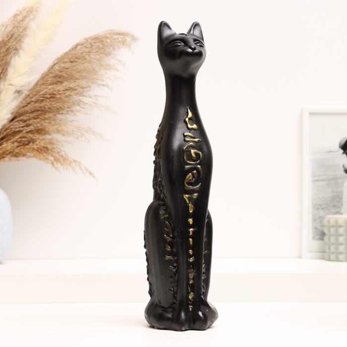 фигура кошка египетская 1 малая черная глянцевая 10х10х31см Фигура Кошка египетская черная, 31х8см