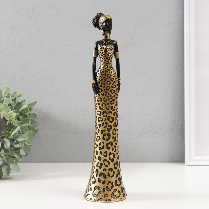 Сувенир полистоун Африканка в платье с расцветкой ягуара 6,9х6,3х29,3 см