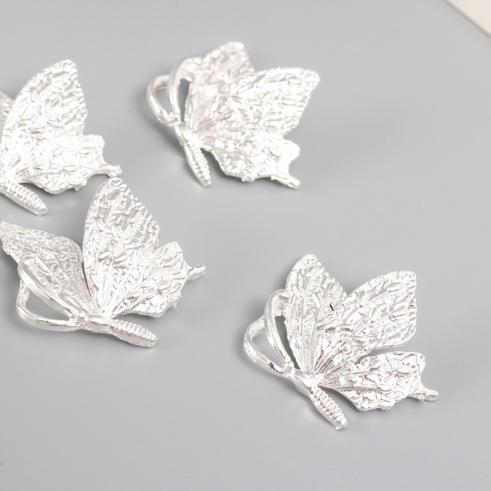 Декор для творчества металл Полёт бабочки серебро 3х2,6х0,9 см цена и фото