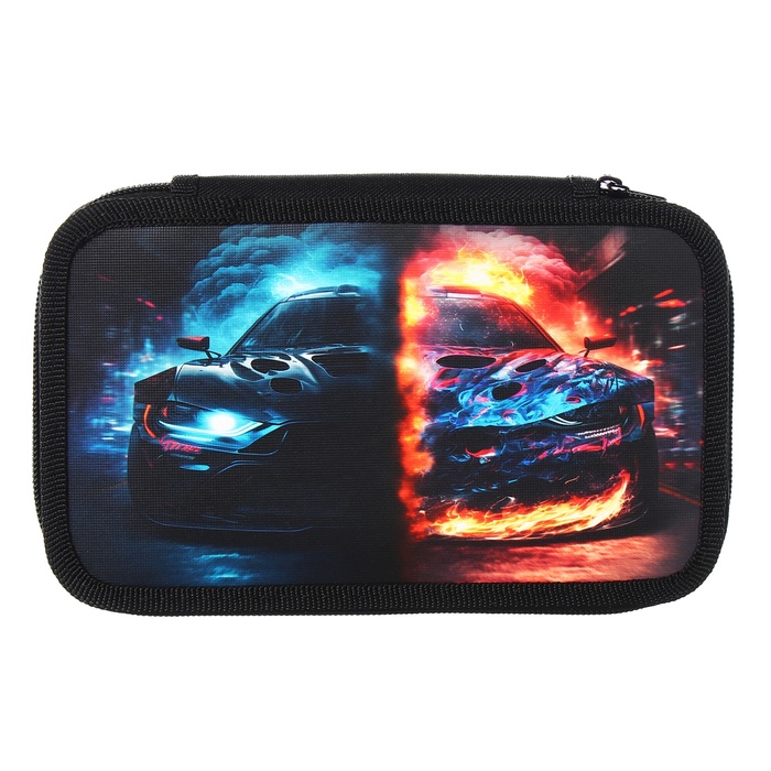 фото Пенал 2 секции, 125 х 205 х 40 мм, calligrata 30п26/2 "тачка огонь", ламинированный картон