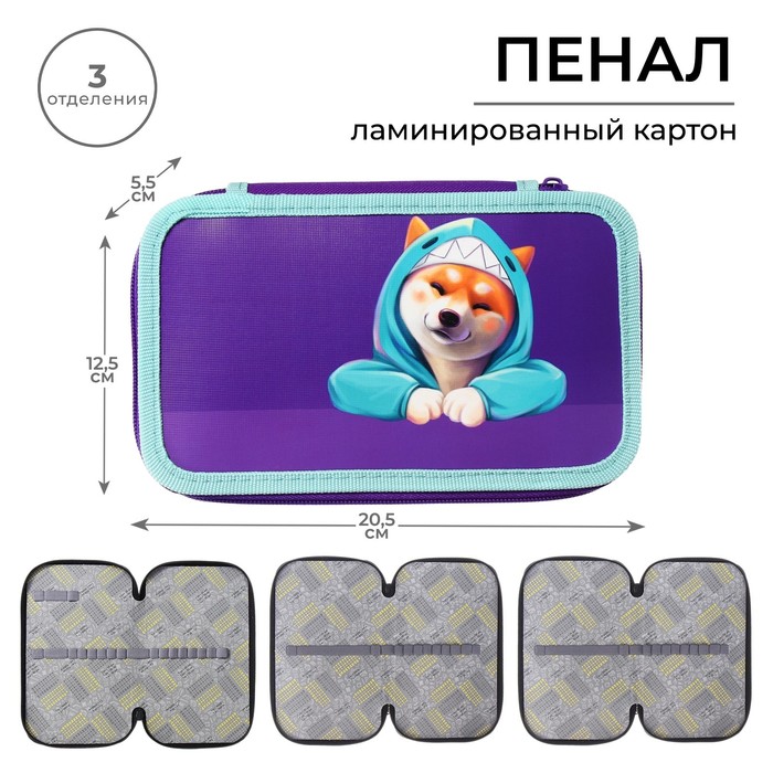 фото Пенал 3 секции, 125 х 205 х 55 мм, calligrata 30п26/3 "сиба", ламинированный картон