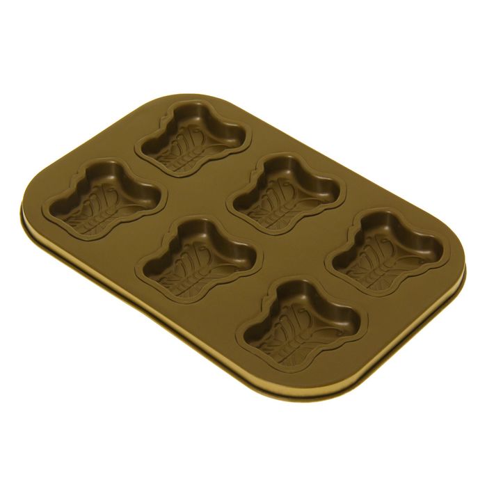 Форма для выпечки "Золото. Бабочка", 6 ячеек, антипригарное покрытие