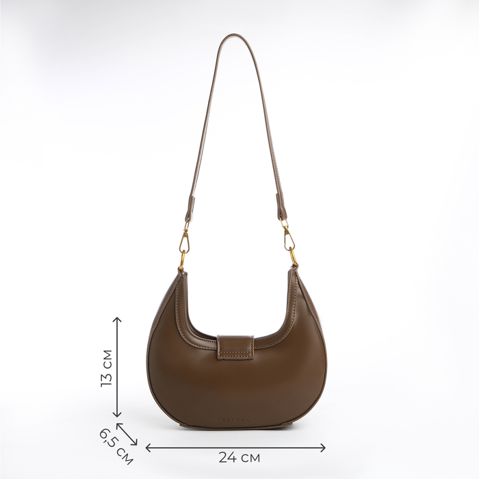 фото Сумка женская, 24*6,5*13, отд на молнии, 2 ремня, хаки/коричневый textura