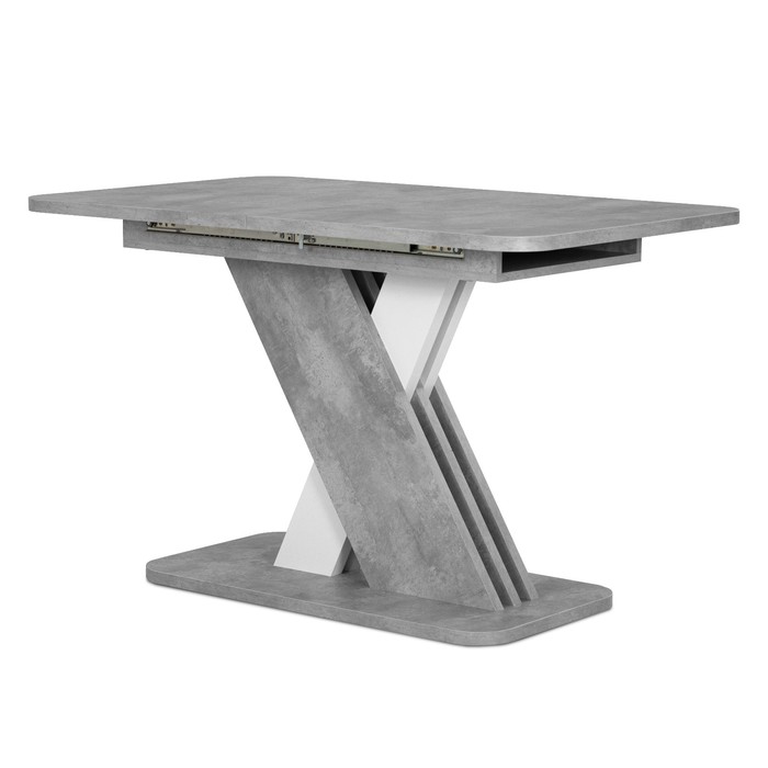 Стол обеденный раздвижной «Аврора», 1200(1600)×750×755 мм, цвет цемент светлый / белый