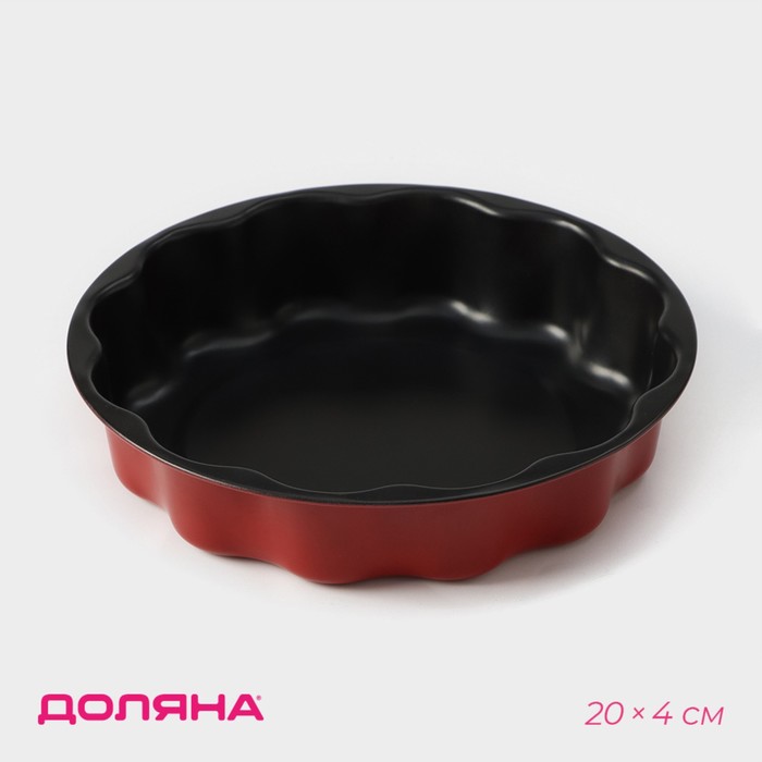 цена Форма для выпечки Доляна «Ренард», 20×4 см, антипригарное покрытие, цвет красный