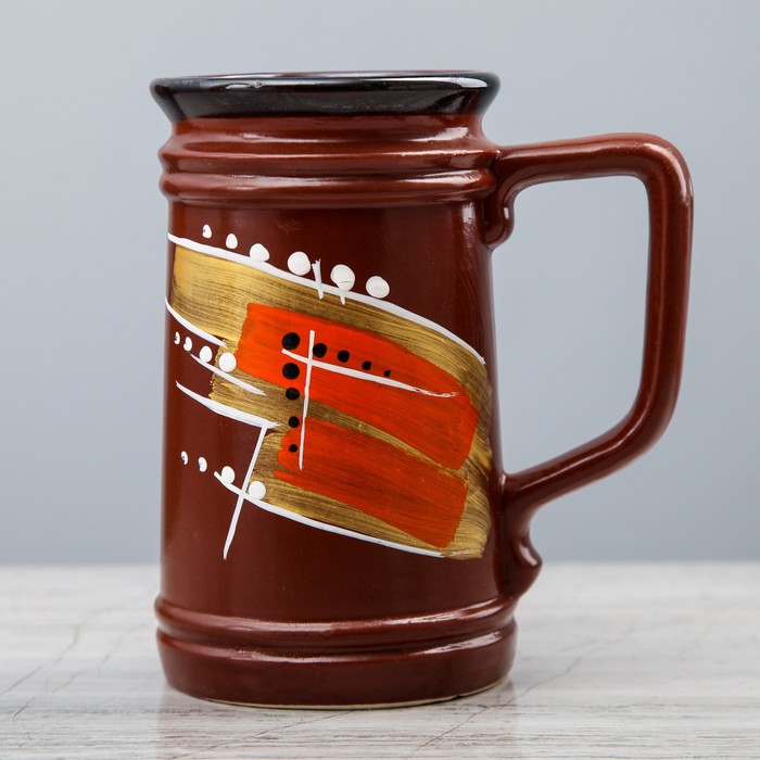 Кружка для пива "Абстракция" коричневая, глазурь, 0,5 л