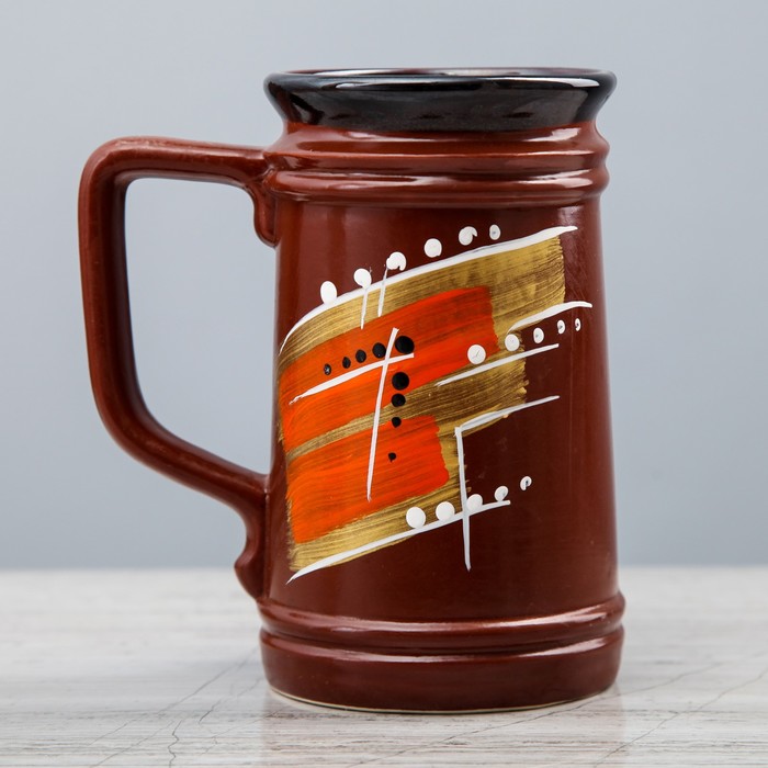 Кружка для пива "Абстракция" коричневая, глазурь, 0,5 л