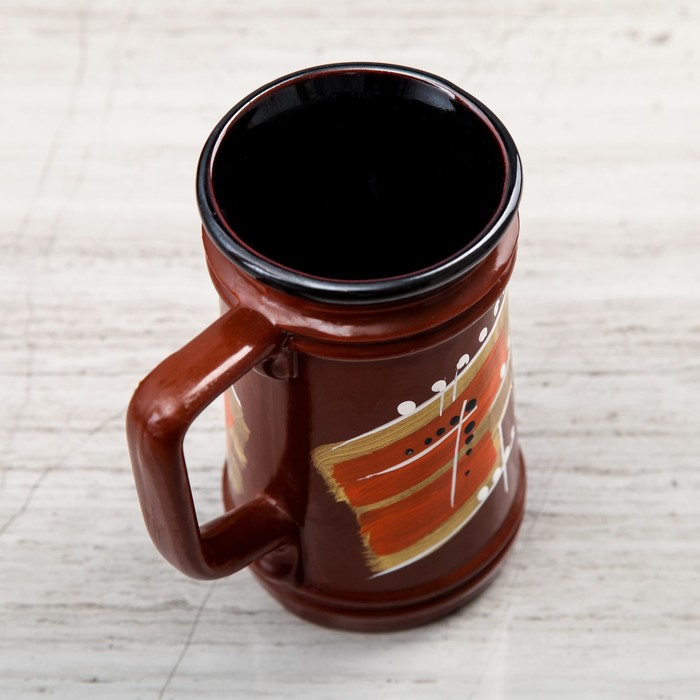 Кружка для пива "Абстракция" коричневая, глазурь, 0,5 л