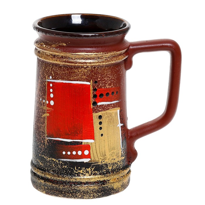 Кружка для пива "Абстракция" коричневая, глазурь, 0,5 л