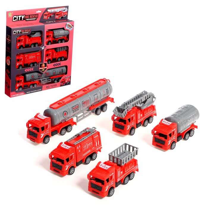 Игровой набор «Пожарная служба», инерция, 5 грузовиков в комплекте sui игровой набор пожарная служба инерция 5 грузовиков в комплекте