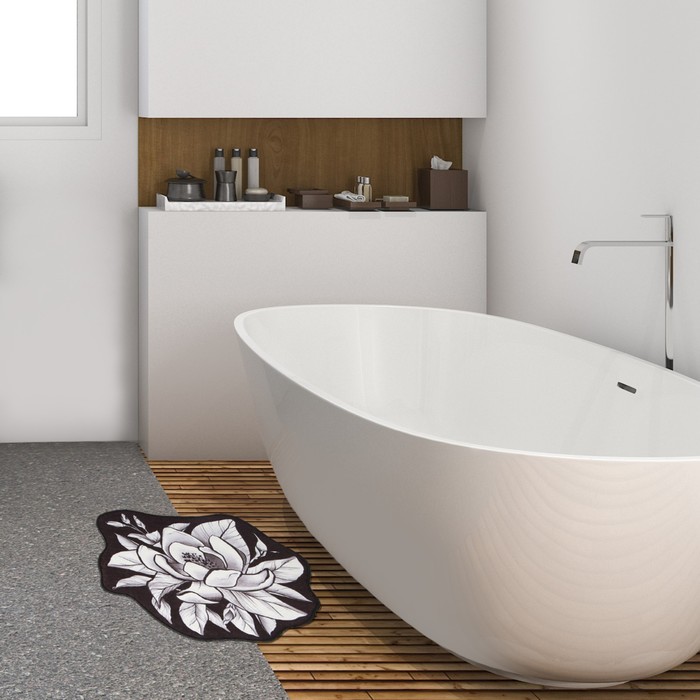 

Коврик для ванной Этель Magnolia 53х63±2см см, 100% п/э, велюр