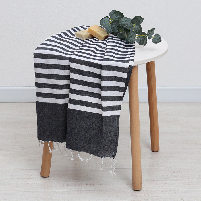 

Полотенце Пештемаль Love Life "Marine"синий 75х170см, 190г/м,80%хл,20% п/э