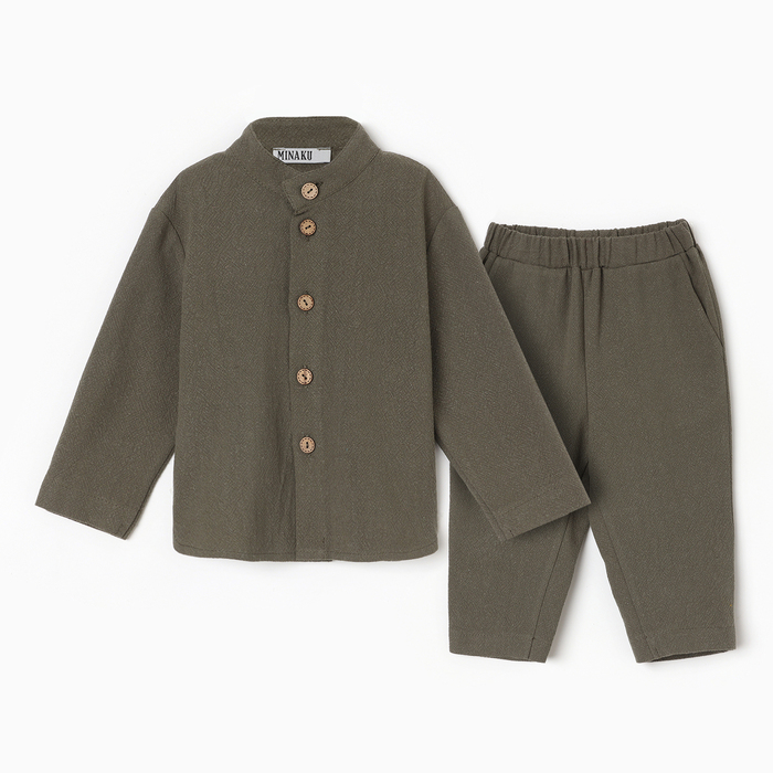 Комплект для мальчика (рубашка, брюки) MINAKU, цвет зеленый, рост 80-86