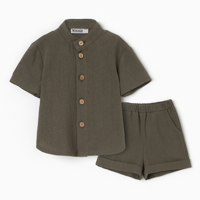 Комплект для мальчика (рубашка, шорты) MINAKU, цвет зеленый, рост 74-80
