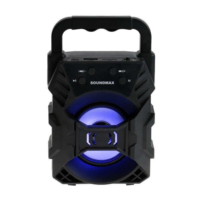 Портативная колонка Soundmax SM-PS5027B, 8Вт, 800мАч, FM, BT 5.0, microSD, USB, подсветка