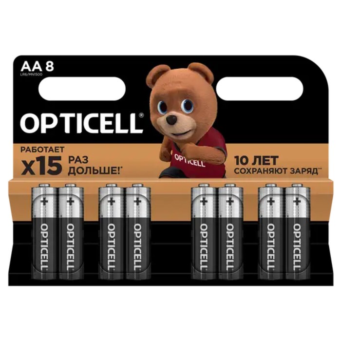 Батарейка алкалиновая OPTICELL, AA, LR6-8BL, 1.5В, блистер, 8 шт