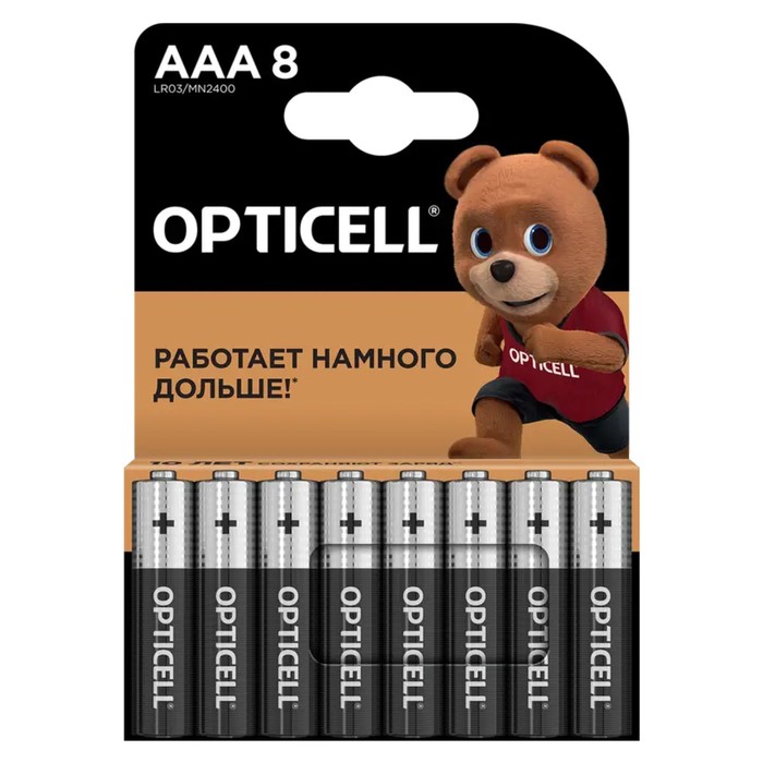 Батарейка алкалиновая OPTICELL, AAA, LR03-8BL, 1.5В, блистер, 8 шт батарейка алкалиновая duracell basic aaa lr03 8bl 1 5в блистер 8 шт