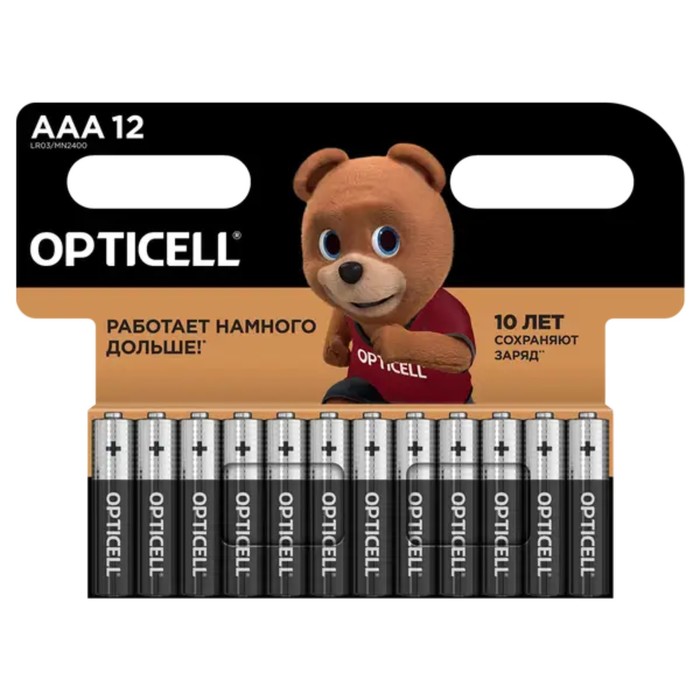 Батарейка алкалиновая OPTICELL, AAA, LR03-12BL, 1.5В, блистер, 12 шт батарейка алкалиновая космос lr03 тип aaa блистер 2 шт 12 72