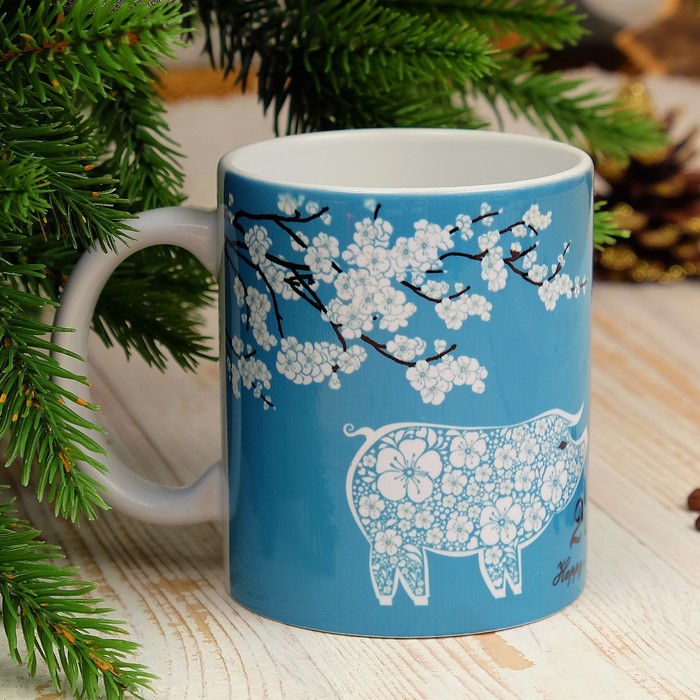 Кружка "Happy New Year!" символ года 2019, c нанесением