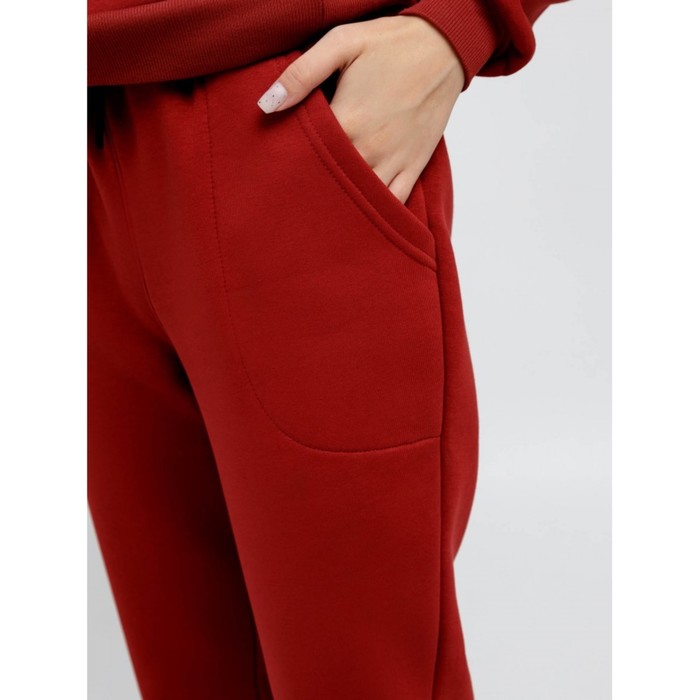 фото Брюки женские с начёсом, размер 48, цвет бордовый klery