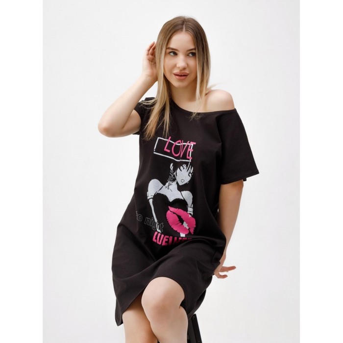 Ночная сорочка женская Love, размер 46, цвет чёрный