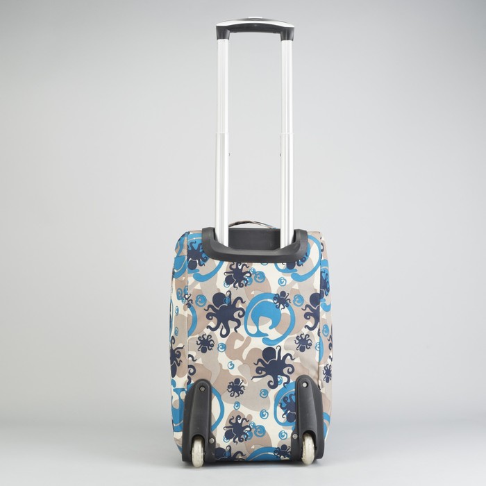 Сумка дорожная "Фауна", 1 отдел, 2 наружных кармана, 2 колеса, выдвижная ручка, серый/синий