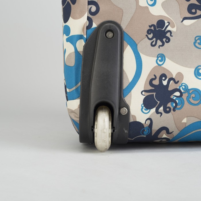 Сумка дорожная "Фауна", 1 отдел, 2 наружных кармана, 2 колеса, выдвижная ручка, серый/синий