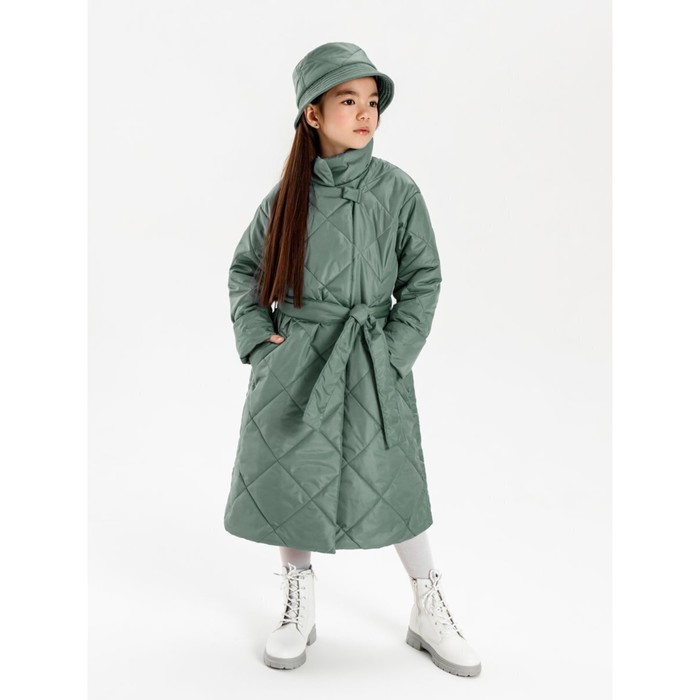 Пальто стёганое для девочек AmaroBaby TRENDY, рост 146-152 см, цвет фисташковый цена и фото