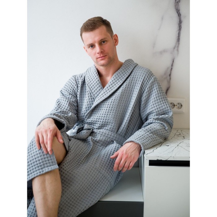 

Халат вафельный унисекс PandaHug Оrlando, размер 44-46, цвет серый