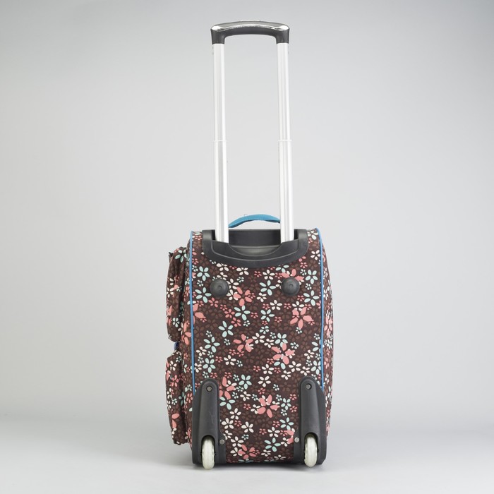 Сумка дорожная "Ассорти", 1 отдел, 4 наружных кармана, 2 колеса - каучук, выдвижная ручка, цвет коричневый