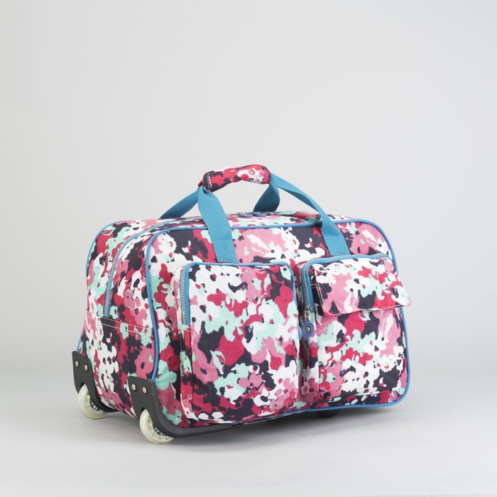 Сумка дорожная "Ассорти", 1 отдел, 4 наружных кармана, 2 колеса - каучук, выдвижная ручка, принт цветной