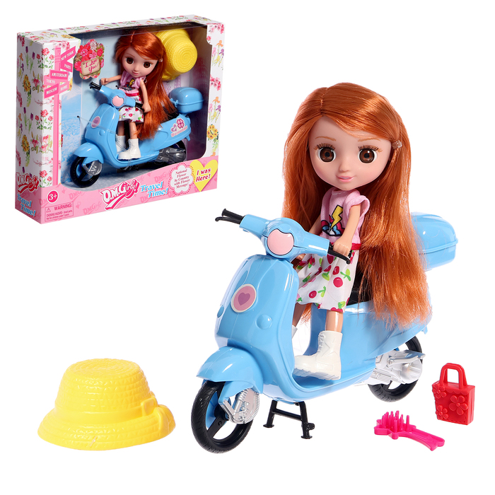 Кукла-малышка «Маша» с мопедом и аксессуарами, МИКС кукла малышка кэтти с машиной и аксессуарами цвета микс