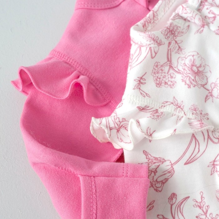 фото Комбинезон слип детский «цветочный сад», рост 56-62 см, 2 шт kinderlitto